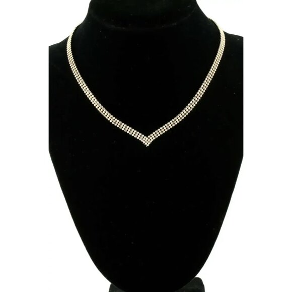 M Jewelry - Vtg "M" Italy 925 Sterling Silver V-Neck Ball Beads Beaded Chain Necklace 16"